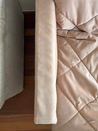 Sillón-cama 90cm beige/rosa de terciopelo