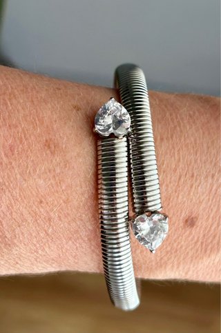 Pulsera turbo rígida acero y cristal forma corazón