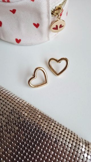 Pack pendientes lazo + corazón dorados