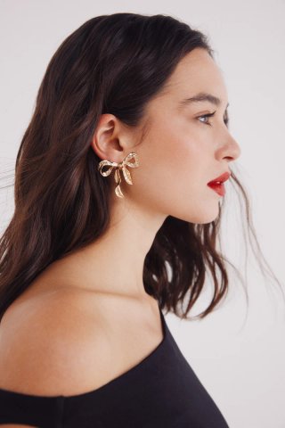 Pack pendientes lazo + corazón dorados