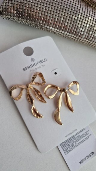 Pack pendientes lazo + corazón dorados