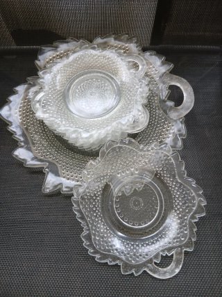 Set 6 Platos Cristal y Bandeja Diseño Floral