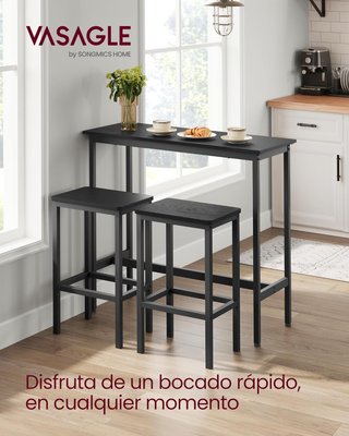Mesa bar + 2 taburetes altos negros nuevo