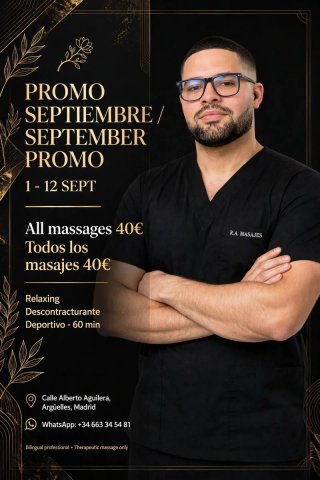 Masajes  40€ la sesión promoción hasta el 12 sep