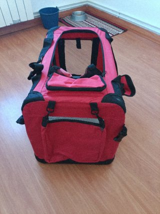 Transportín perro M negro y rojo