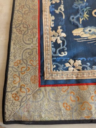 Antiguo bordado seda china grullas