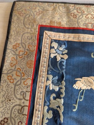 Antiguo bordado seda china grullas