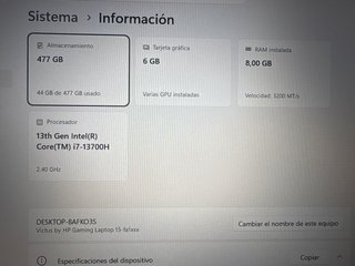Lenovo Victus i7 con GeForce RTX casi nuevo