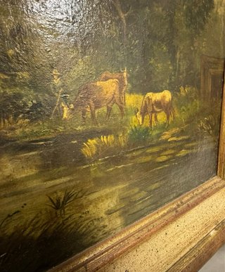 Quadro d'epoca olio su tela Paesaggio primi 900