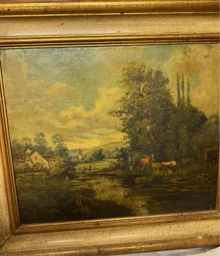 Quadro d'epoca olio su tela Paesaggio primi 900