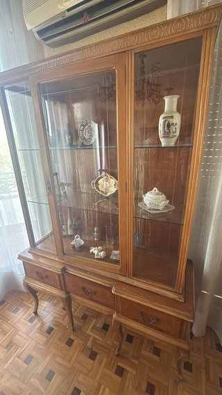 Vitrina vintage madera y cristal
