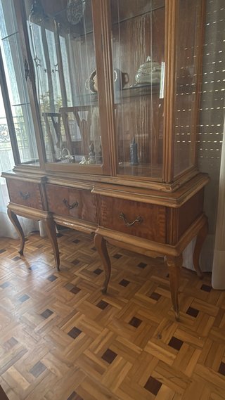 Vitrina vintage madera y cristal
