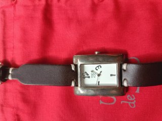 Reloj Uno de 50 Cuadrado Piel Marrón Plata
