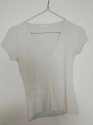 Camiseta Zara Beige Manga Corta