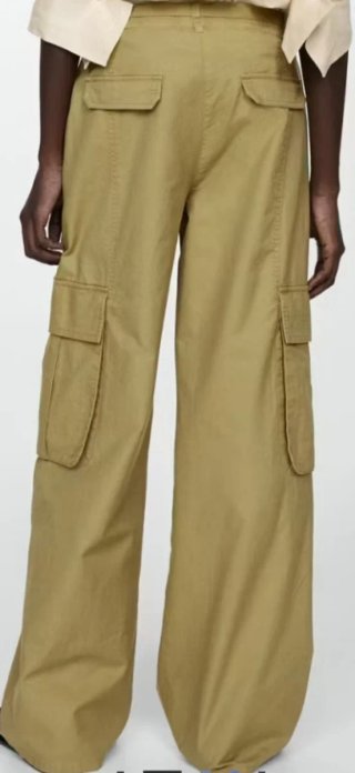 Pantalón Mango Wideleg verde oliva T36