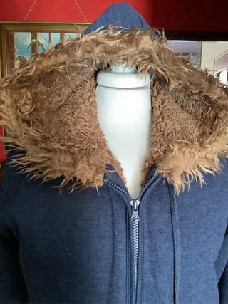 Rivers Vintage felpa teddy blu navy beige cozy Y2k