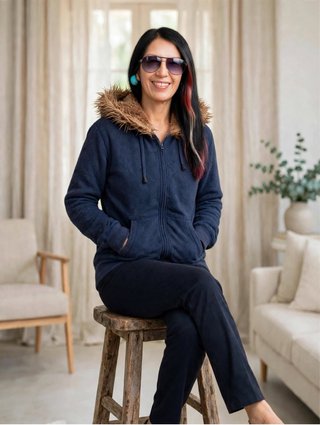 Rivers Vintage felpa teddy blu navy beige cozy Y2k