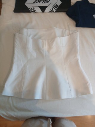 Top palabra de honor Zara lazo beige