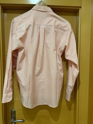 Camisa manga larga de cuadros blanca y naranja