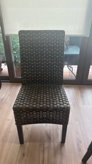 SEIS Sillas estilo colonial mimbre y madera