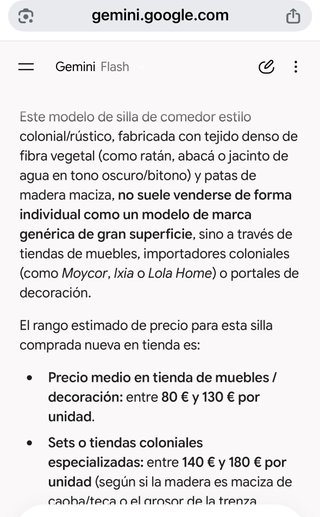 SEIS Sillas estilo colonial mimbre y madera