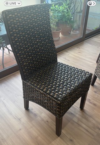 SEIS Sillas estilo colonial mimbre y madera
