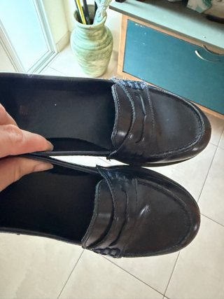 Mocasines colegial de piel azul marino número 34