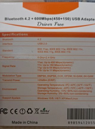 Adaptador USB WiFi+Bluetooth Driver Free