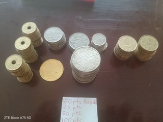 Monedas Cts,Pts,´Las de 100 pts  franco ya no hay.