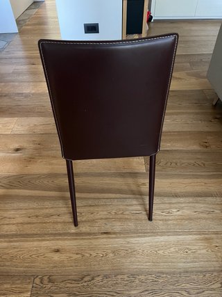 4 sedie Calligaris in pelle marrone