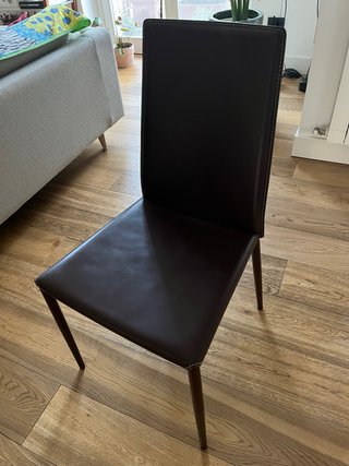 4 sedie Calligaris in pelle marrone
