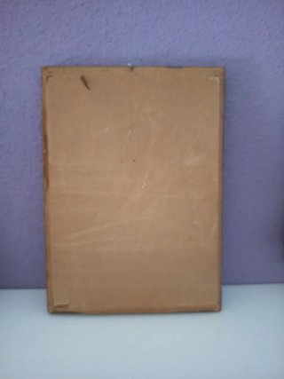 Cuadro antiguo niño con flor años 50