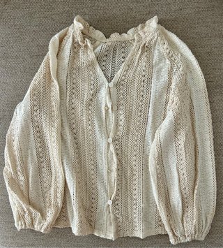 Blusa beige de crochet talla única