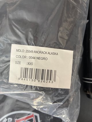 Parka Luanvi Negra Talla XXS Anorak negro Luanvi