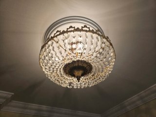 Lámpara de techo de cristal dorada