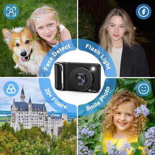 Cámara Digital 4K 64MP Pantalla Táctil + SD 32GB