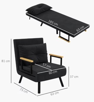 Sillón cama negro con cojín