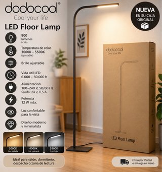 Lámpara de pie LED Dodocool Negra Nueva