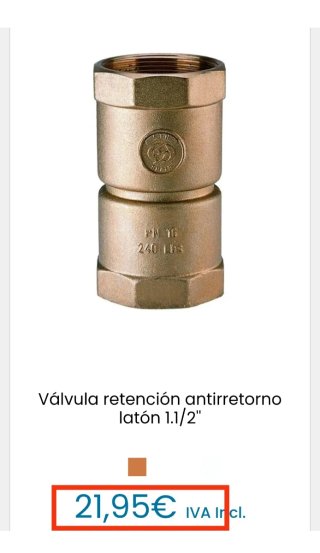Válvula Retención/ Antiretorno Latón 1 1/2.