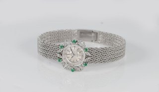 Omega De Ville White Gold 18k Diamonds and Emerald