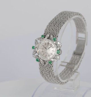 Omega De Ville White Gold 18k Diamonds and Emerald