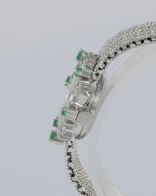 Omega De Ville White Gold 18k Diamonds and Emerald