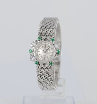 Omega De Ville White Gold 18k Diamonds and Emerald