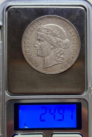 Moneda PLATA SUIZA 5 Francs 1907