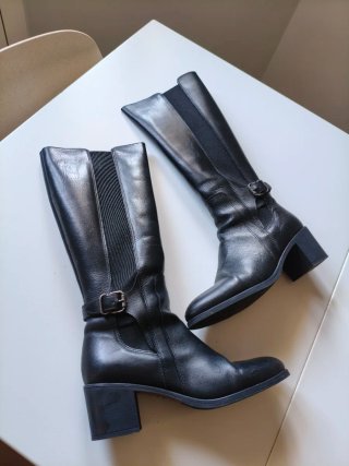 Botas de piel altas mujer negras