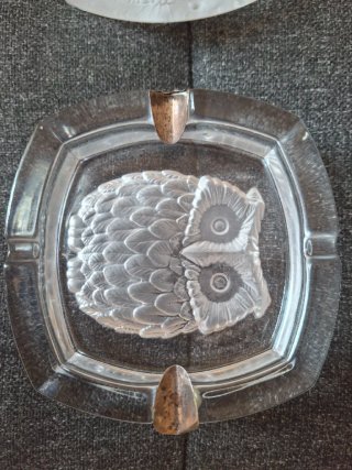 Cenicero Cristal Vintage Gato Búho