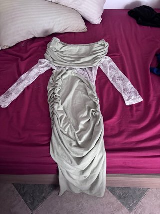 Vestido verde y blanco talla única