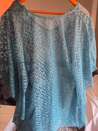 Túnica de playa calada TEX azul turquesa Talla L