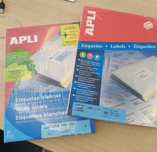 Lote 2 cajas Etiquetas APLI A4 Blancas 100 uds