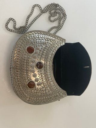 Bolso fiesta Sfera plateado con pedrería